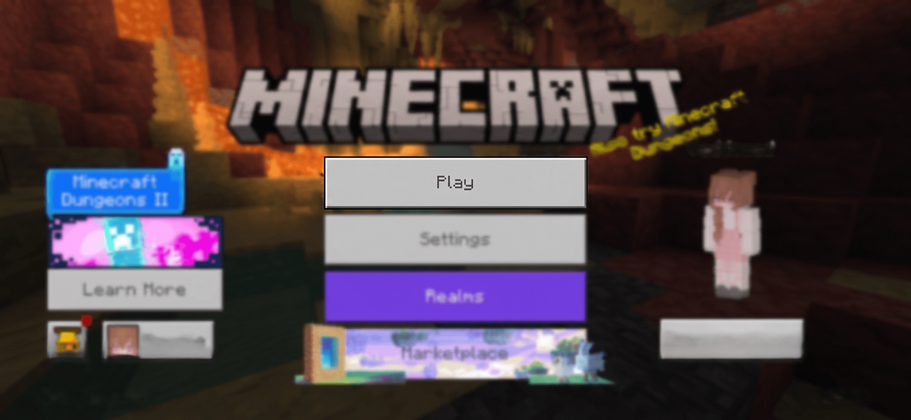 Minecraft Bedrock: кнопка Начать